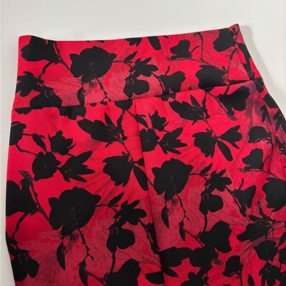 Thalia Sodi Skirt Extra Small Red Floral Stretch Whimsigoth Dark Academia Gothic - Picture 10 of 12